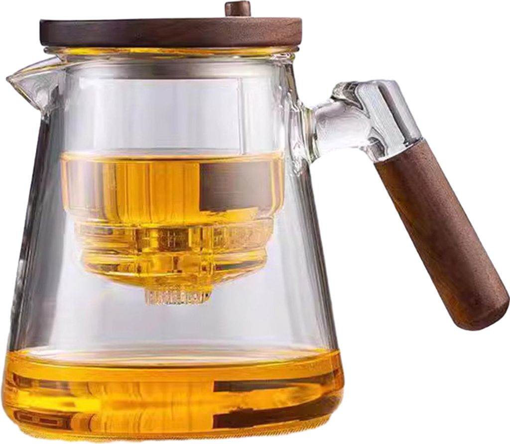 800 ml Teekanne, Wassertrennglas, Glasteekanne, Holzgriff, hitzebeständig, präziser Ausgießer, leicht zu reinigende Teekanne zum Aufbrühen von ...
