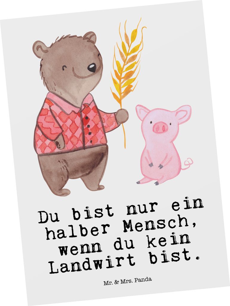 Mr. & Mrs. Panda Postkarte Landwirt Herz - Weiß - Geschenk, Fotokarte, Spruch, Postkarten, Ansichtskarten, Lustig, Farmer, Grußkarte, Bauernhof, ...