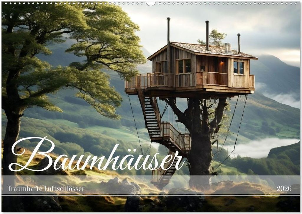 Baumhäuser - Traumhafte Luftschlösser (Wandkalender 2026 DIN A2 quer), CALVENDO Monatskalender