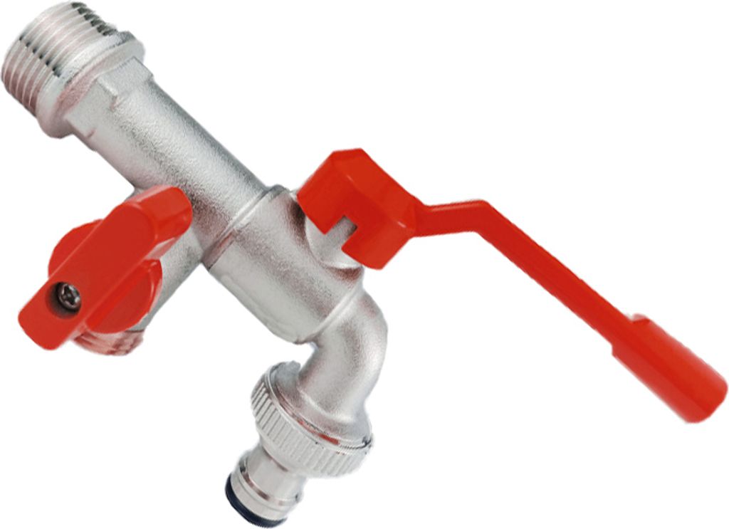 INF Roter Messing Doppel Auslauf Wasserhahn mit Düse und Pagodenkopf