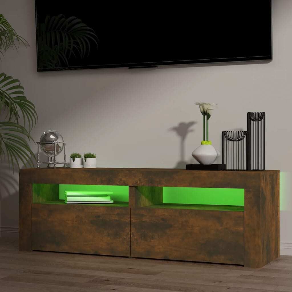 Möbel TV-Schrank mit LED-Leuchten Räuchereiche 120x35x40 cm - TV-Schränke 815684