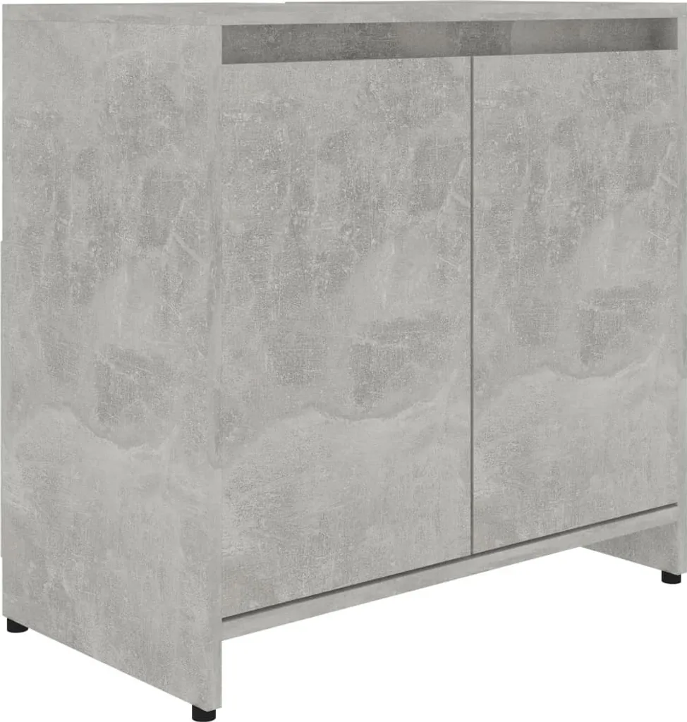 Gagnez de la place : meuble salle de bain gris béton en bois robuste