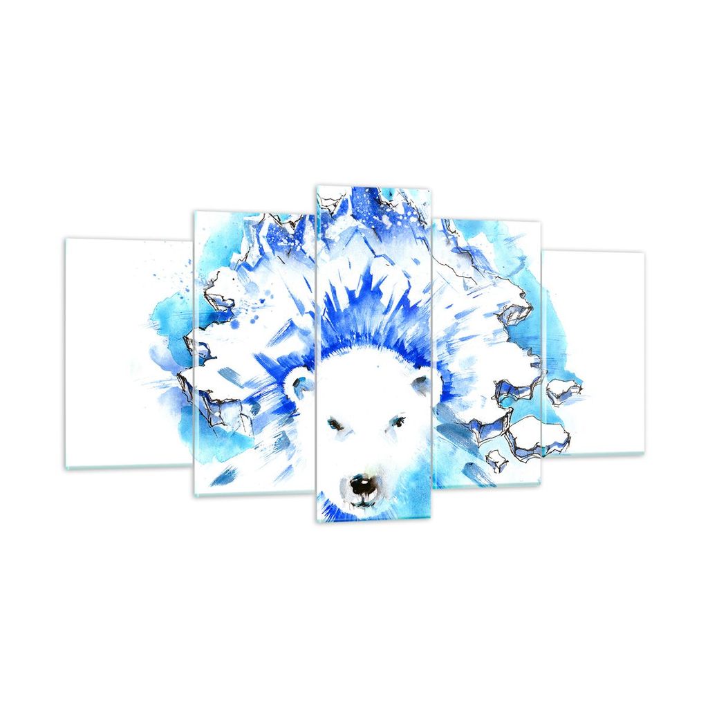 Bilder auf glas - Bär Eis Winter Arktis - 160x85cm - Glasbilder - Wandbilder - Kunstdruck - zum Aufhängen bereit - Wanddekoration aus Glas - Glas...