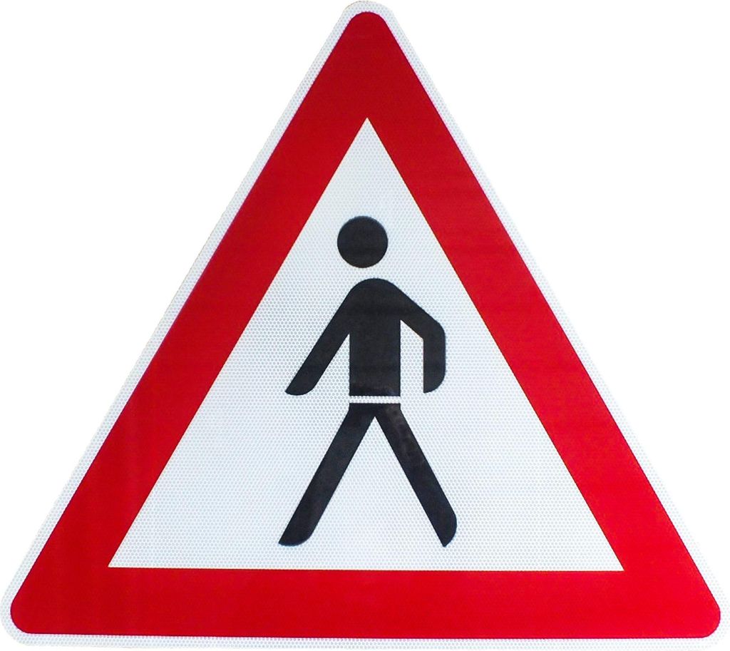 ORIGINAL RA2 Verkehrszeichen 133-10 Fußgänger, Aufstellung rechts SL 900 mm RSA-21 StVO RAL Verkehrsschild Warnschild Straßenschild Baustellensc...