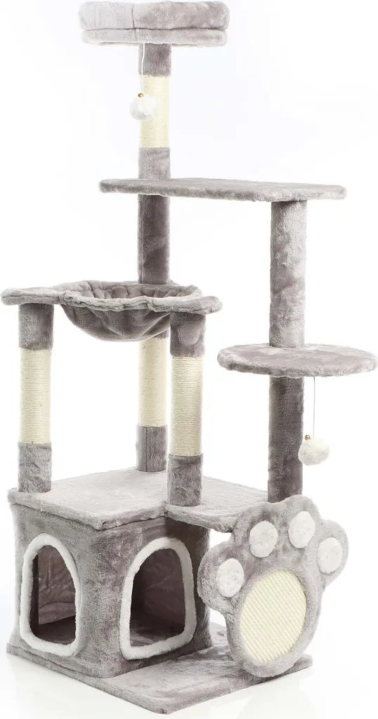 Arbre à Chat 135cm pour Chat d'Appartement avec Griffoirs et Cachette