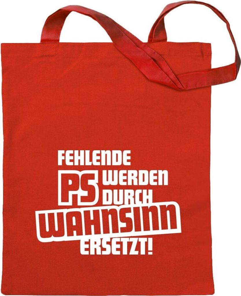 Kiwistar - Baumwolltasche - rot - Fehlende PS Werden durch. Jutebeutel - Tragetasche Bedruckt Design Sprüche Spruch Motive Print Stoffbeutel Umhä...