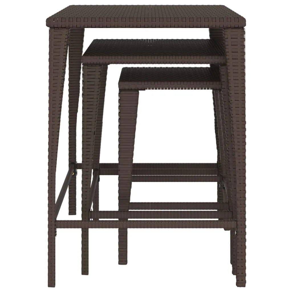 Tables de salon modulables pour petit espace : 3 tables d'appoint marron