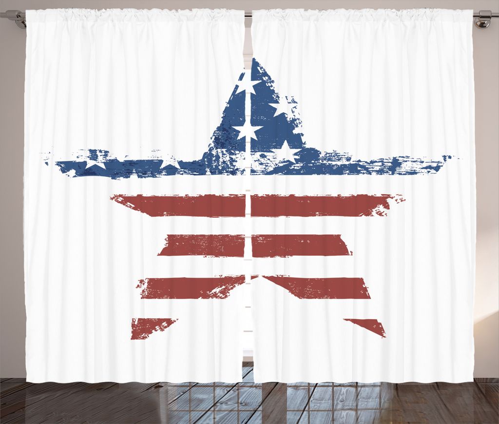 ABAKUHAUS Amerikanische Flagge Rustikaler Vorhang, Sterne Streifen, Wohnzimmer Universalband Gardinen mit Schlaufen und Haken, 280 x 225 cm, Navy B...