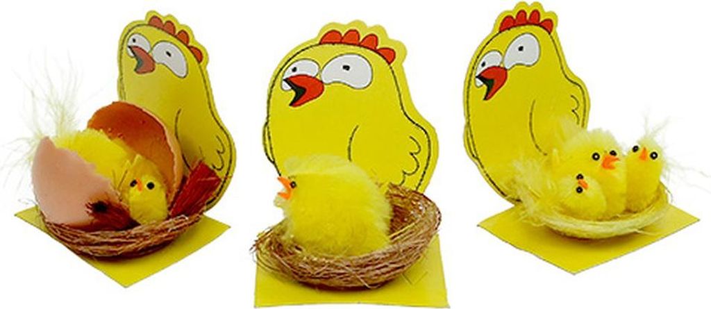 Deko Küken mit Nest für Ostern und Frühlingsdekoration, 3 Stück