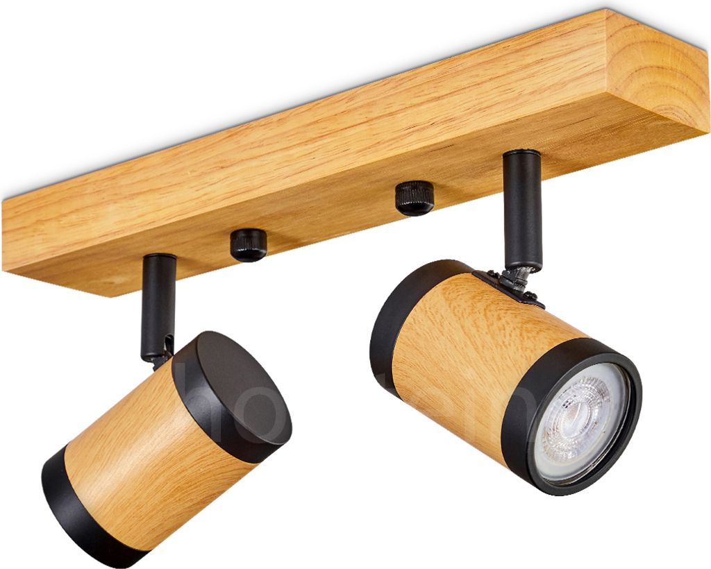 Trento moderne Deckenlampe aus Holz/Metall in Natur/Schwarz