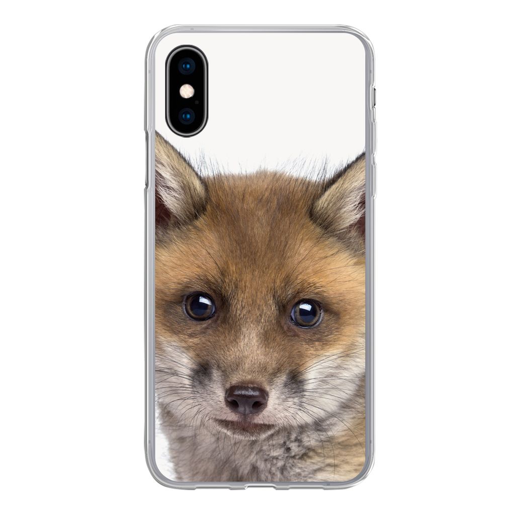 MuchoWow Handyhülle Schutzhülle Hülle für iPhone X Fuchs - Tiere - Jungtier - Jungen - Mädchen - Kind Silikon Softcase Handy Hülle - Handyh...