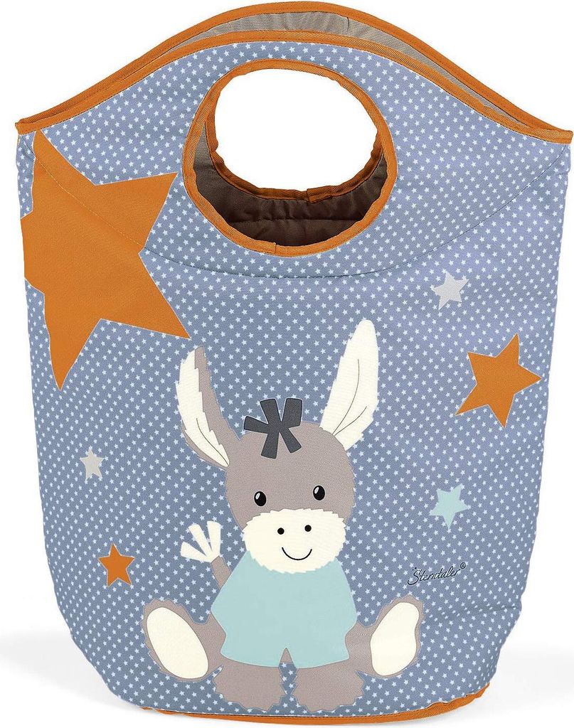 Sterntaler Aufbewahrungskorb, Esel Emmi, Für Spielzeug und Wäsche, Wäschefresser, Hellblau/Mehrfarbig