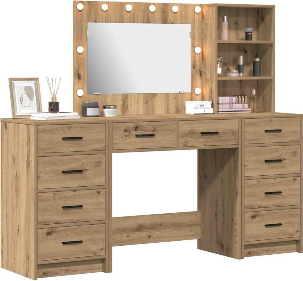 Schminktisch mit Schubladen 3 pcs Artisan-Eiche Holzwerkstoff
