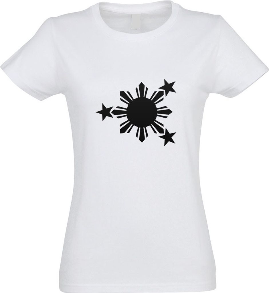 Kiwistar - T-Shirt tailliert - Damen - Weiss - Flagge der Philippinen - mit Motiv Bedruckt - Funshirt Design - Sport - Freizeit - Damen - L