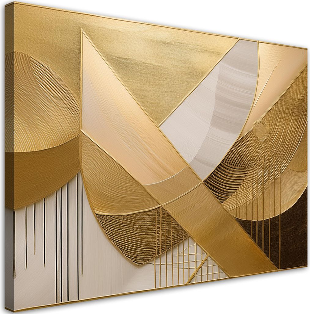 Leinwandbild Geometrische Formen 3D 120x80 Feeby Gold bild für die wand bereit zum aufhängen