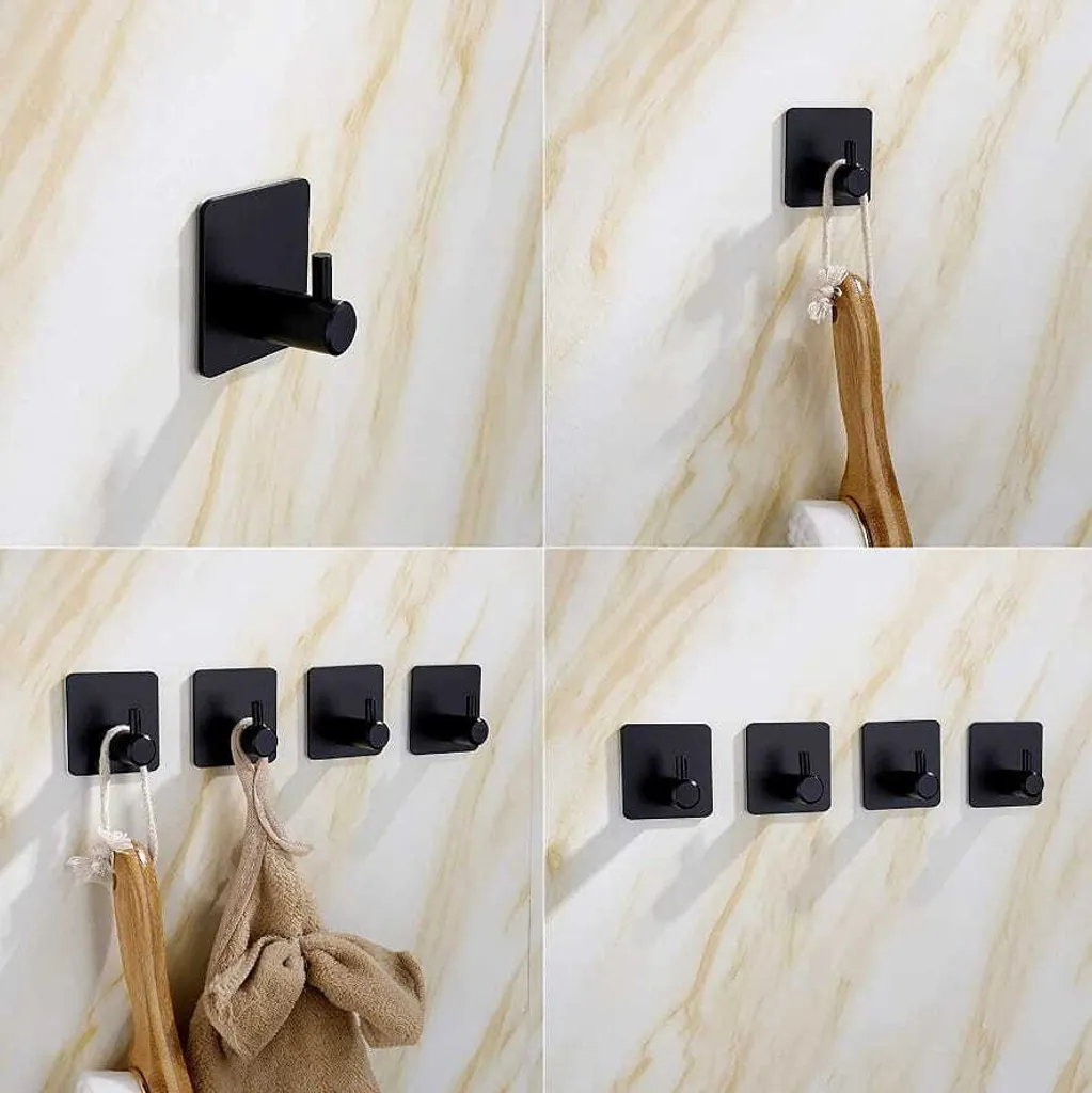 4 Ganci Adesivi Neri Opachi 4.5cm - Appendini Multifunzione Cucina e Bagno - 26