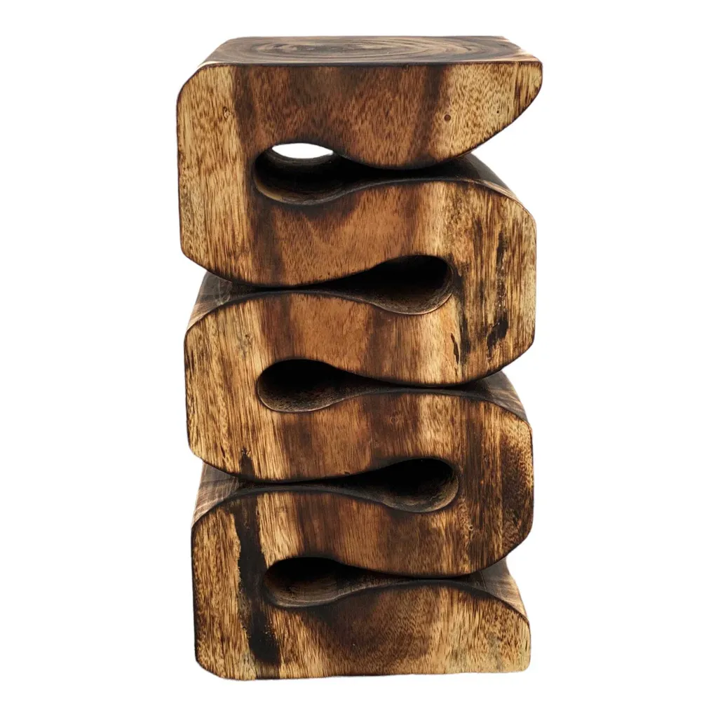Tabouret à fleurs en bois massif - Tablette décorative suar sculpté