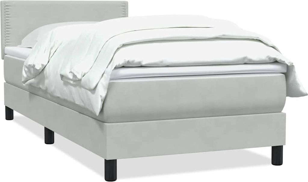 Boxspringbett mit Matratze Hellgrau 90x210 cm Samt