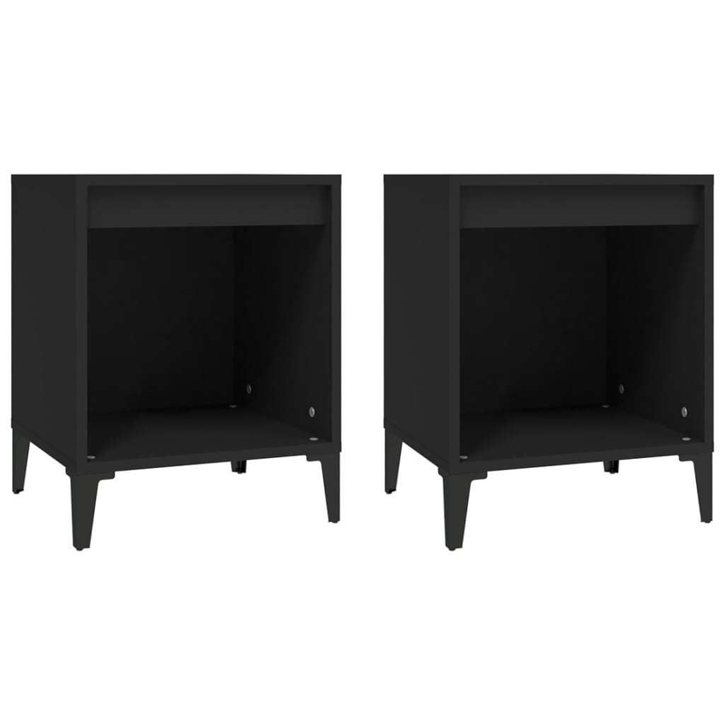 "2026 Aktion"Nachttisch 2er Set, für Schlafzimmer - elegantes Design - Nachtkommode - Schwarz 40x35x50cm - Nachttische & -schränke NeuMöbel978728