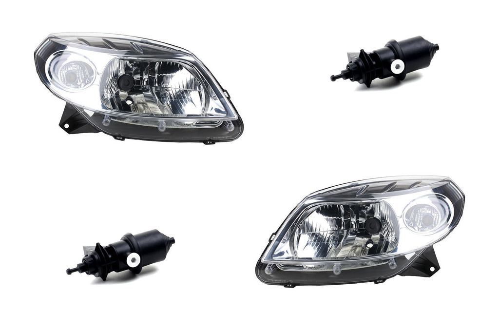Johns, Scheinwerfer passend für Dacia Sandero ab 2008- Satz H4 L R chrom mit Stellmotor 8200733878 8200526418 8200733877 8200526417 8200211014 770...
