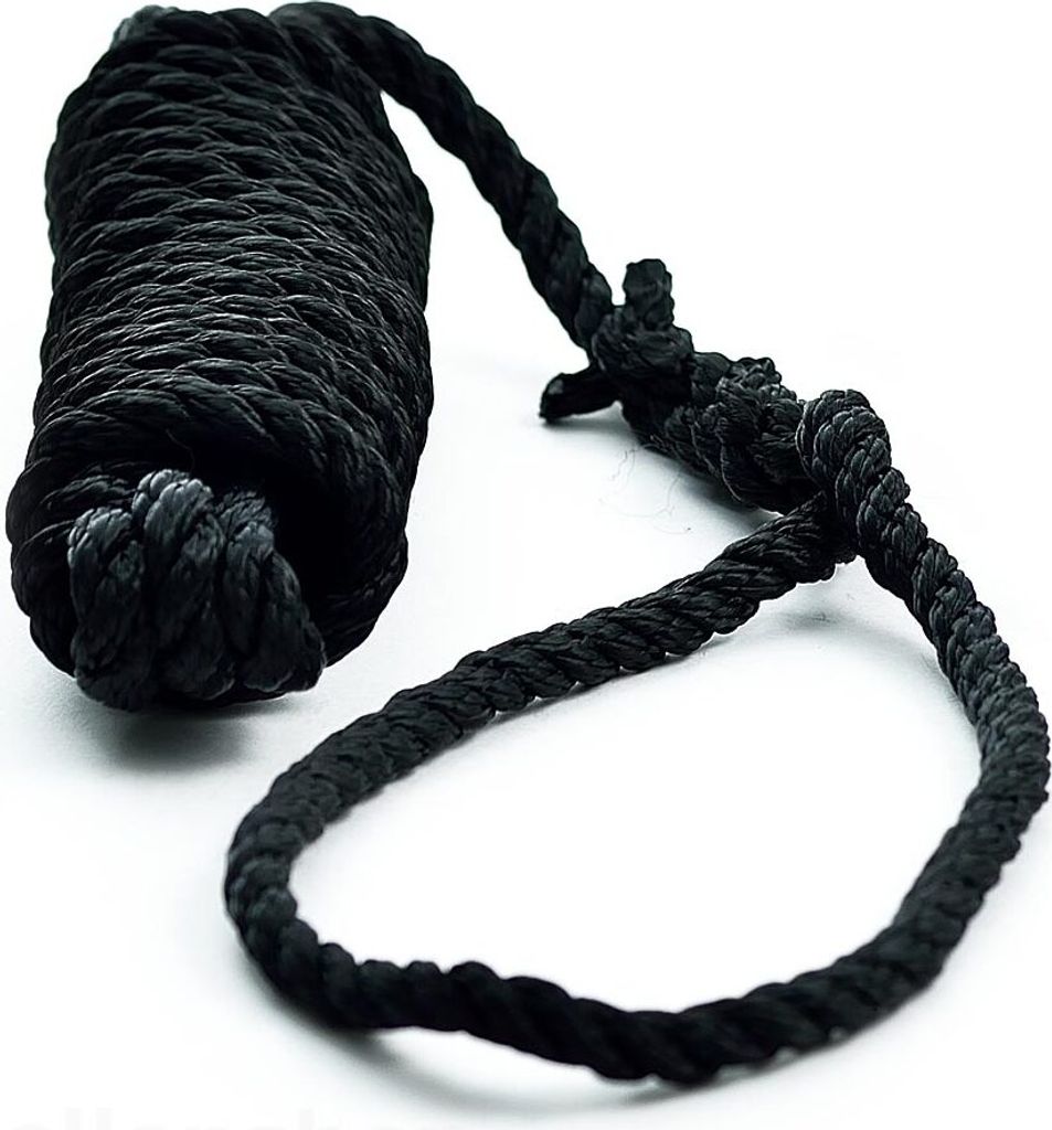 Festmacherleine mit Auge, Schwarz, 8m, Ø 12mm, aus schwimmfähigem Polyester