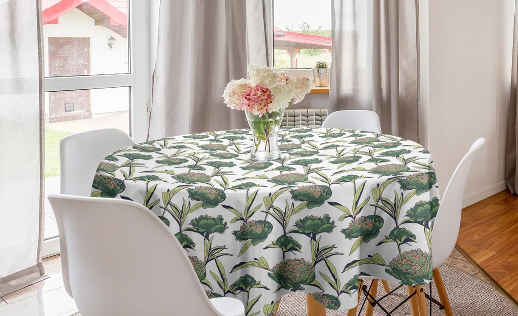 Tovaglia Rotonda Abakuhaus 150cm - Design Peonia Verde Acqua