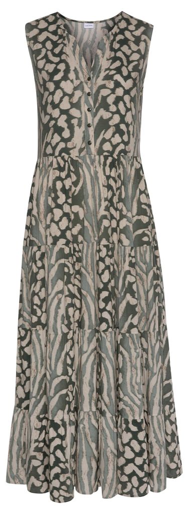 LASCANA Maxikleid mit Animalprint und kurzer Knopfleiste Produktbild 