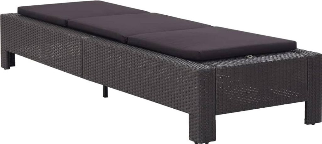vidaXL Lehátko s vankúšom Black Poly Rattan Obrázok produktu 