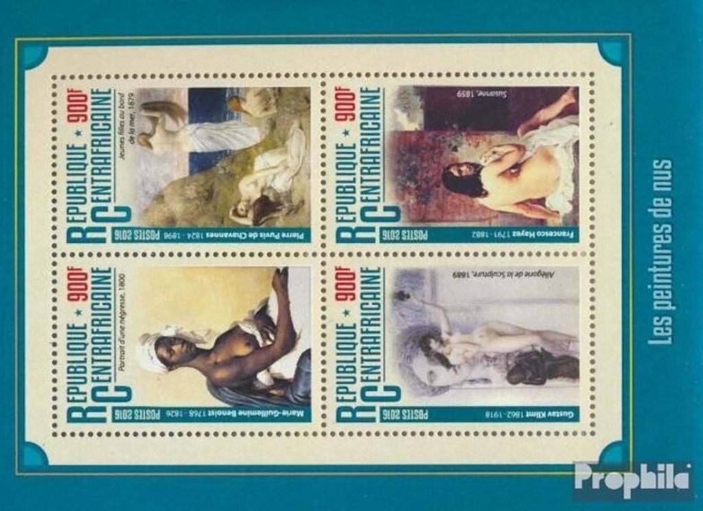 Briefmarken Zentralafrikanische Republik 2016 Mi 6170-6173 Kleinbogen (kompl. Ausgabe) postfrisch Aktbilder