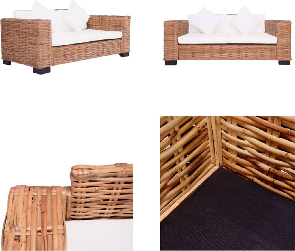 vidaXL 2 Sitzer Gartensofa Natürliches Rattan - Gartensofa - Gartensofas - Sofa - Sofas
