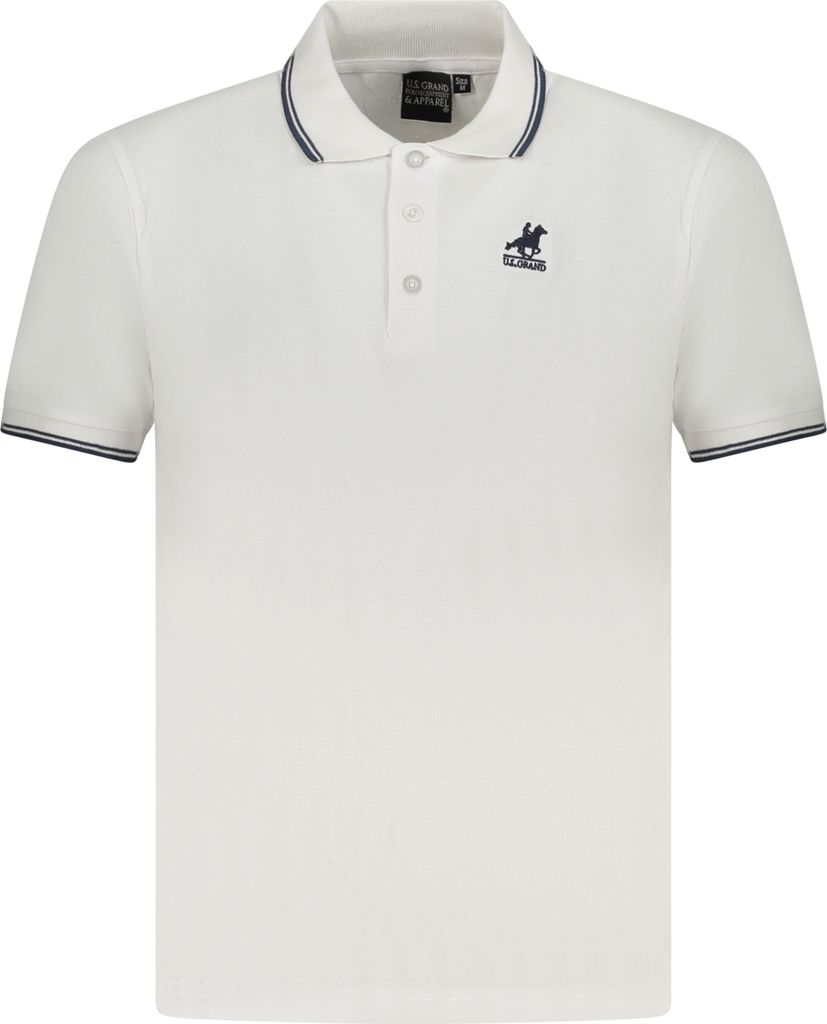 Elegantes Herren Kurzarm-Poloshirt in Weiß mit Stickerei und Kontrastdetails