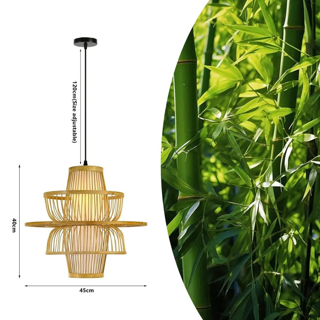 Suspension pour chambre et salon design naturel en bambou tressé 45 cm