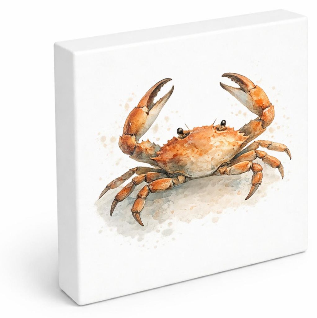 Küstenklänge Krabbe Holzbild in 15x15 cm zum Stellen oder Aufhängen