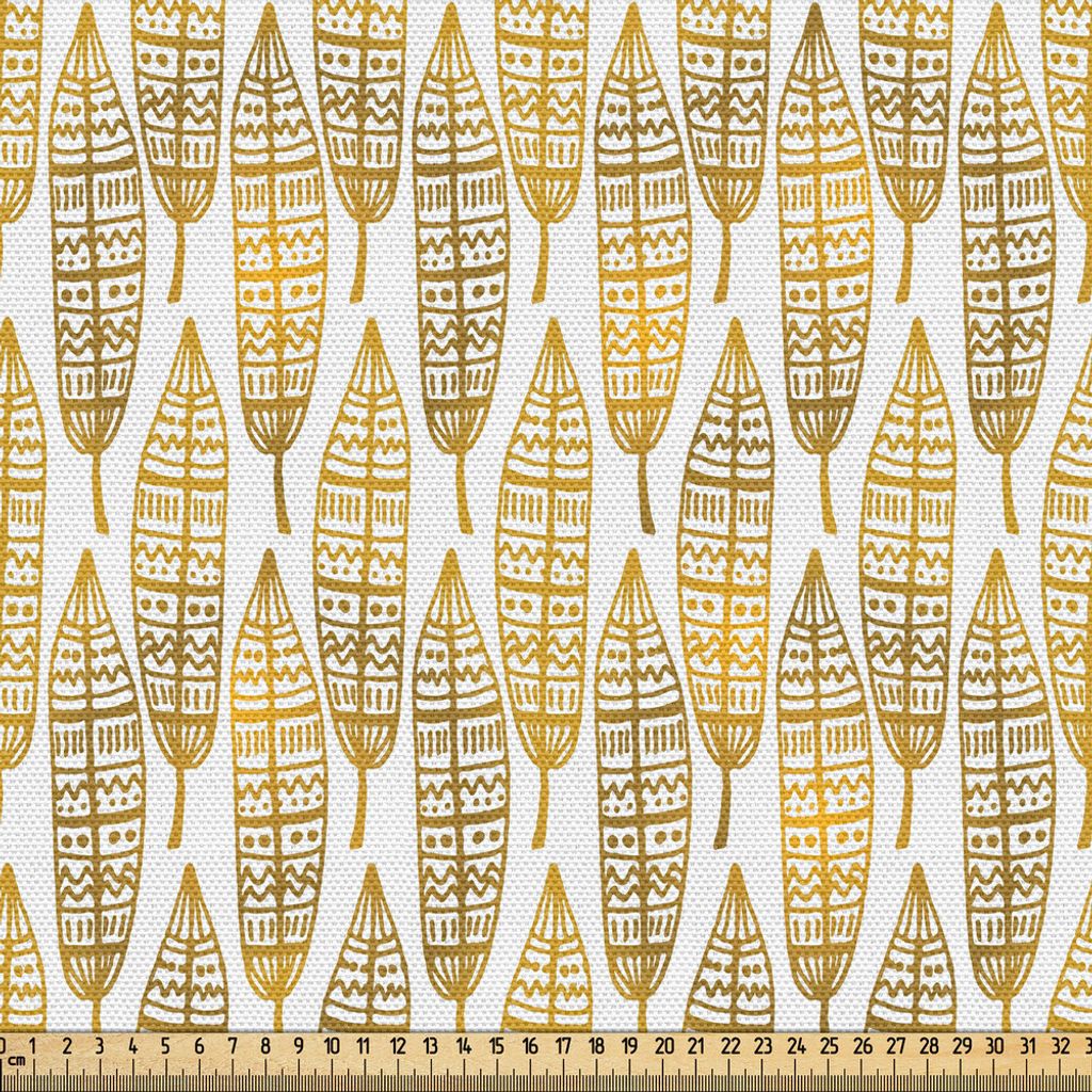 ABAKUHAUS Feder Gewebe als Meterware, Stammes-ethnischen detaillierte Native American inspirierte Boho Artwork Print, 5 M (148 x 500 cm), Bernstein...