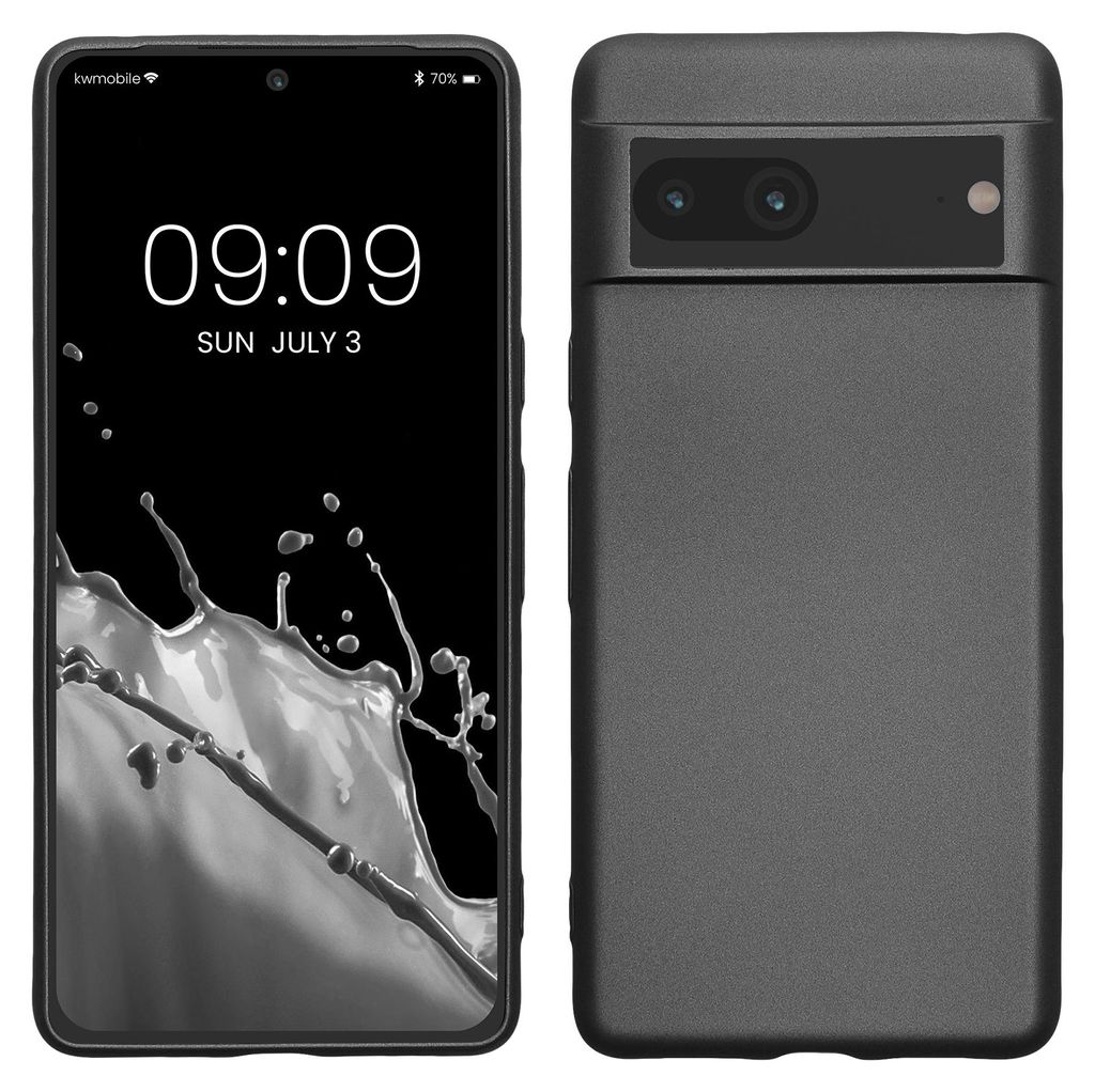 kwmobile Handyhülle für Google Pixel 7 Hülle - Silikon Case metallisch schimmernd - Schutzhülle Cover - Metallic Grau