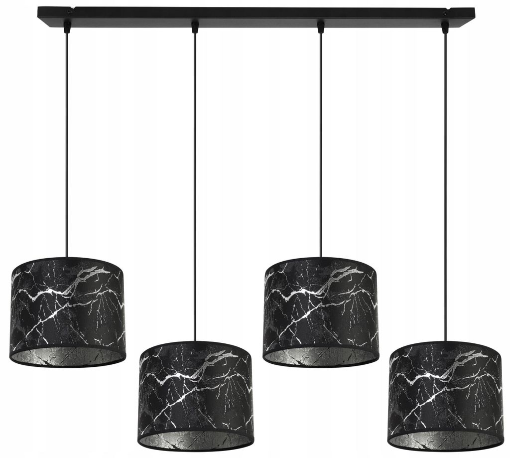 Kronleuchter Pendelleuchte mit silbernem Muster – Moderne Hängelampe mit Lampenschirm, Deckenlampe für Wohnzimmer und Esszimmer