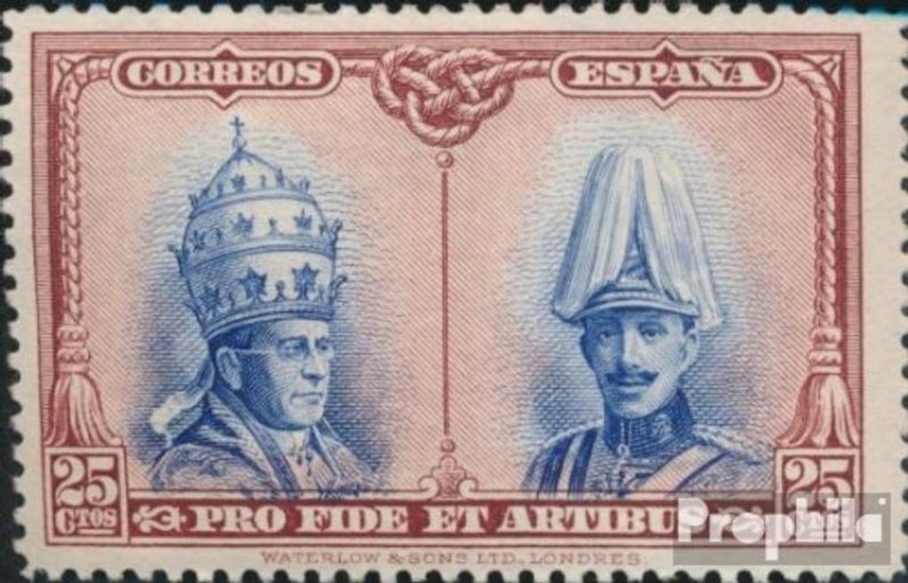 Briefmarken Spanien 1928 Mi 399 mit Falz Pius XI, Alfons XIII