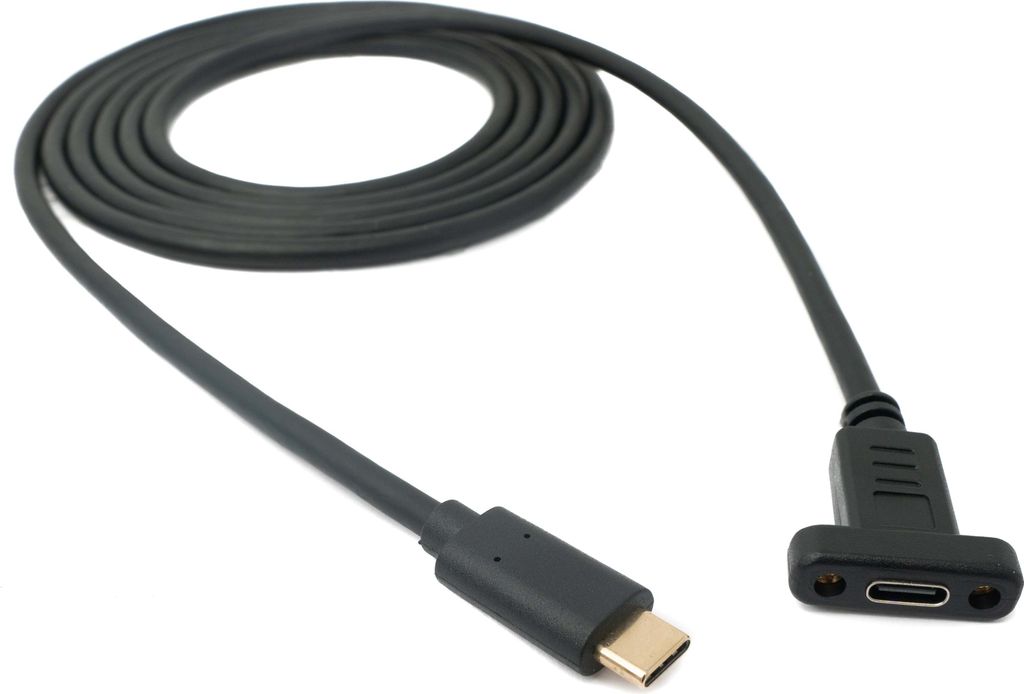 SYSTEM-S USB 3.1 Kabel 1,8 m Typ C Stecker zu Buchse Schraube in Schwarz