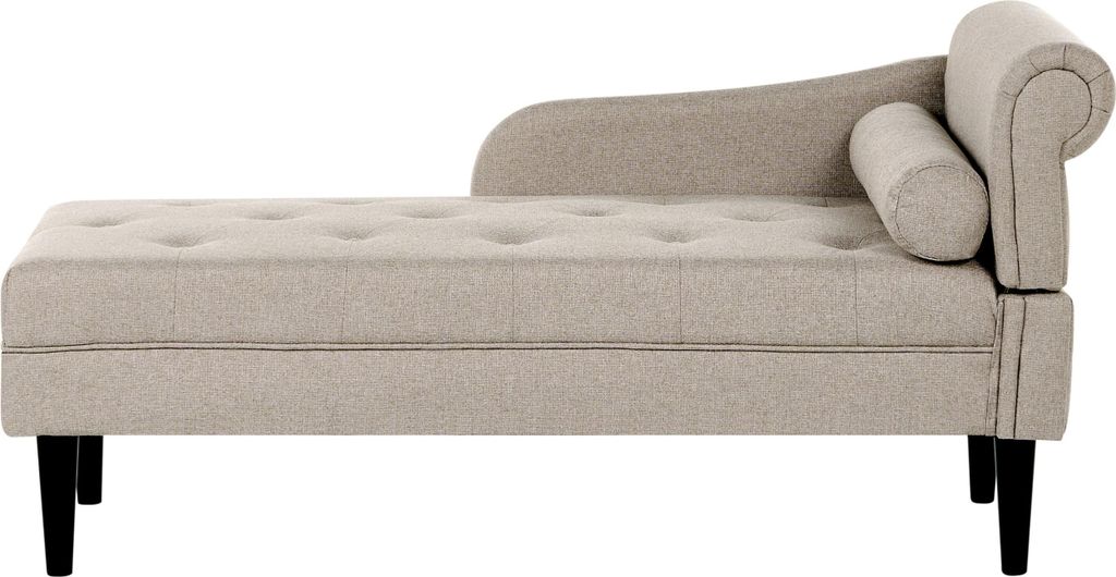 BELIANI Chaiselongue Rechts Beige Stoff Gepolstert Gesteppt mit Kissen Holzbeinen Moderne Sofaliege Relaxliege Récamiere für Wohnzimmer Schlafzimmer