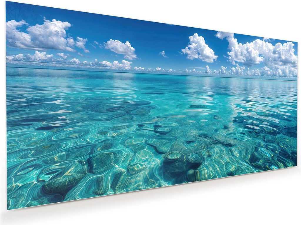 Glasbild 120x60cm in XXL für Wohnzimmer, Schlafzimmer Motiv Meereshorizont