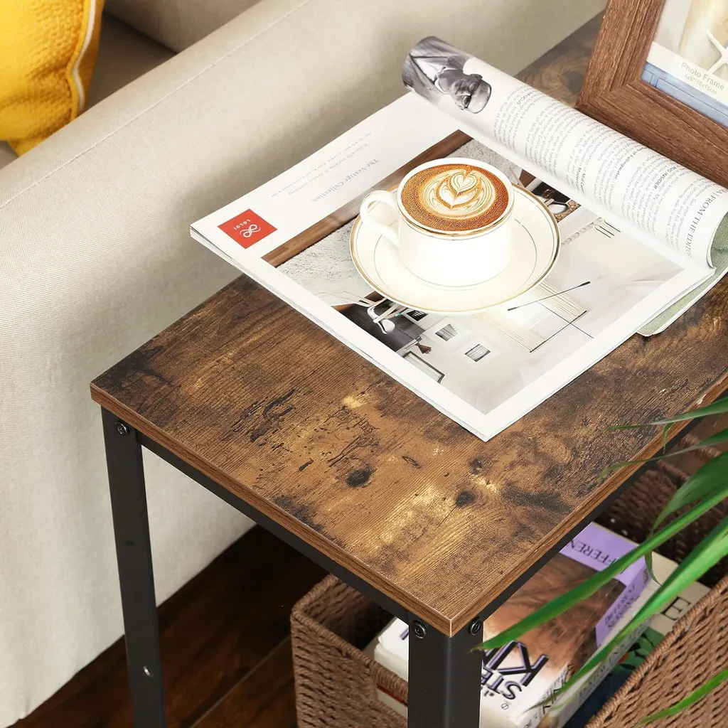 VASAGLE Table d'Appoint Industrielle LET41X avec Étagère en Métal - 4