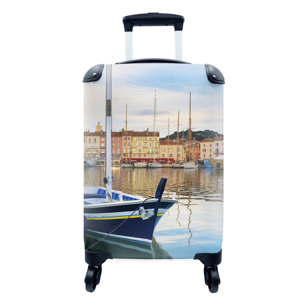 MuchoWow Koffer Handgepäck Trolley Rollkoffer Kleine Reisekoffer mit 4 Rollen - Blick auf den Hafen von Saint Tropez in Frankreich - Cabin Size ...