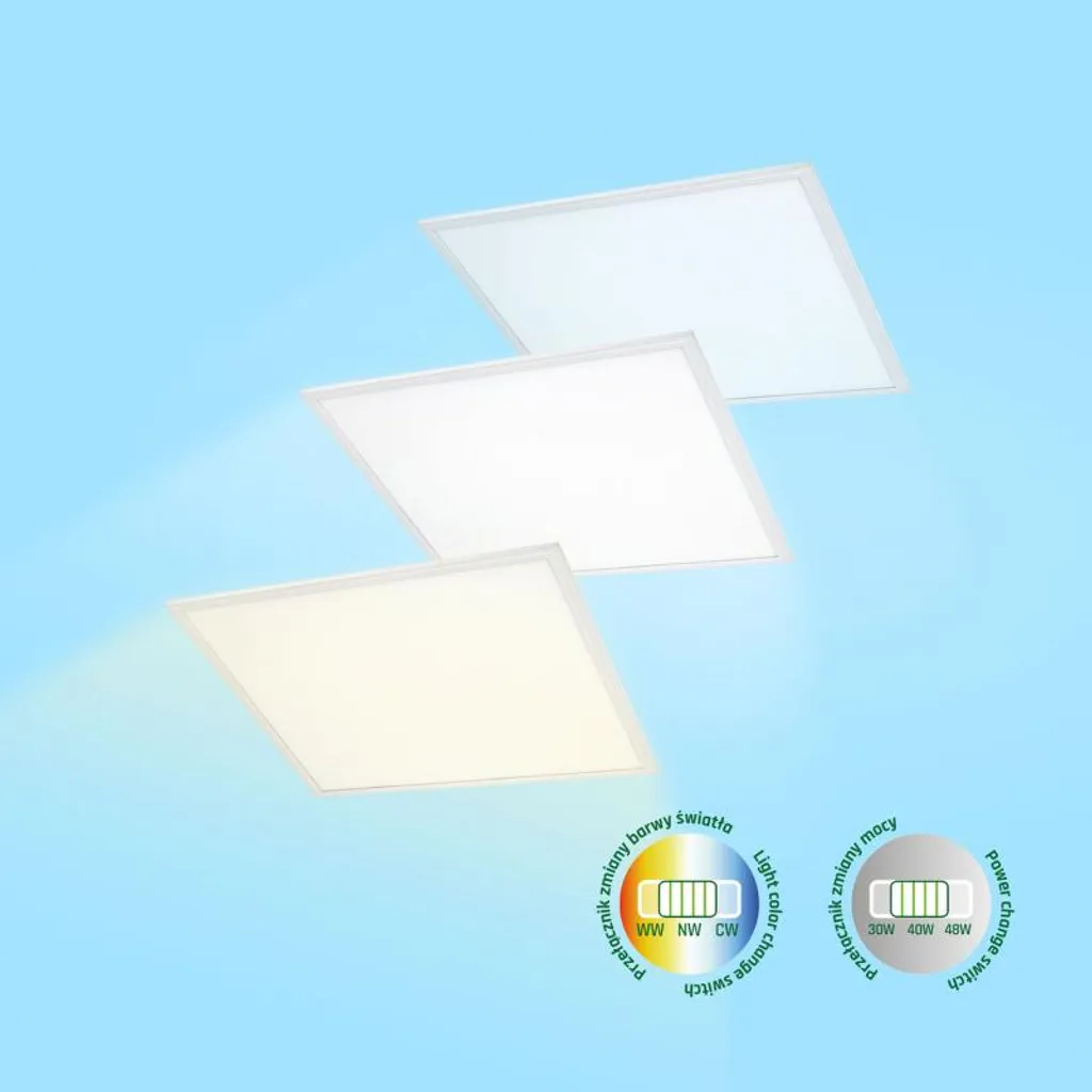 Panneau LED 60x60 blanc CCT réglable et puissance variable 30W à 48W