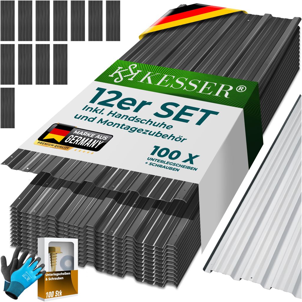KESSER® Lamiera profilata trapezoidale 12x 129 cm x 45 cm = Immagine del prodotto 