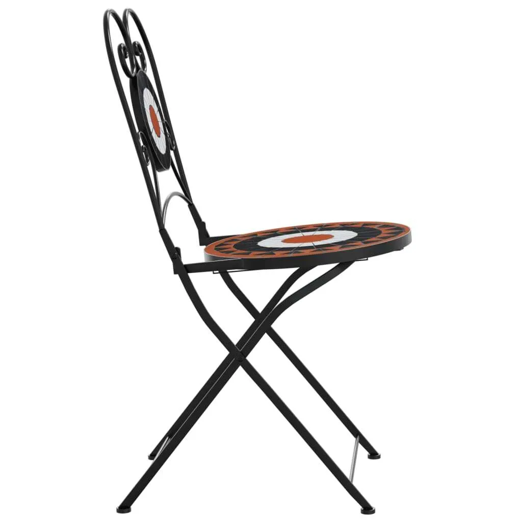 vidaXL Chaises de bistrot 2 pcs pliables en céramique terre cuite et blanc - 6