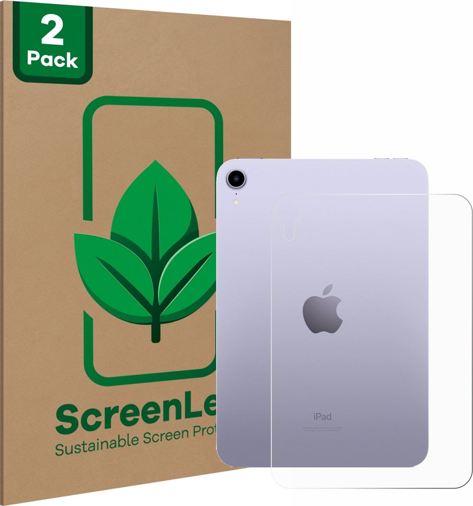 2x ScreenLeaf Schutzfolie für Apple iPad Mini 7 2024 (Rückseite) nachhaltiger Displayschutz Display Schutz Folie Klar Transparent