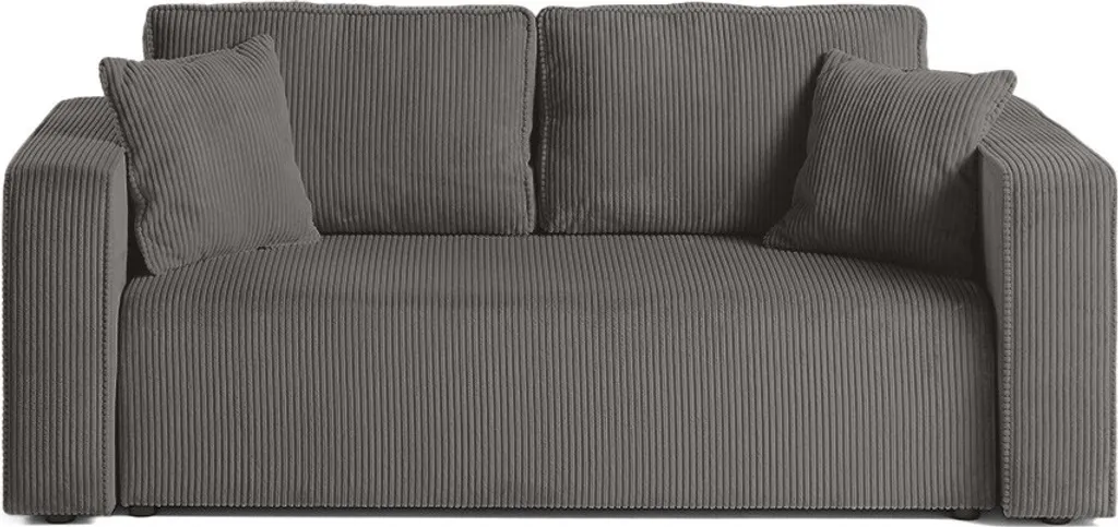 Canapé droit 2 places gris en velours côtelé Best Mobilier Topaze