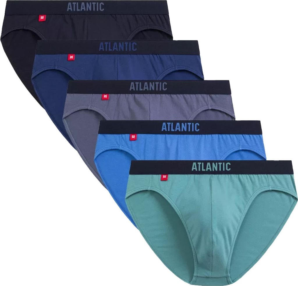 Atlantic Herren Slips Sport 5er-Pack | Baumwolle mit Elasthan | Tiefer Bund | Logo-Gummibund | Komfort & Passform | Modell 5SMP-004 | M-XXL