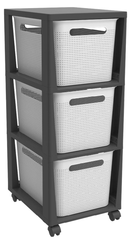 Cassettiera BRISEN 3x16L con ruote bianca Immagine del prodotto 