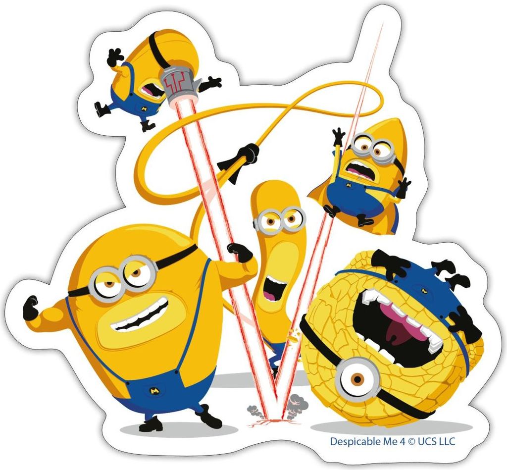 Spreadshirt Minions 5 Mega Minions Descpicable Me Sticker Aufkleber, 10 x 10 cm, Mattweiß